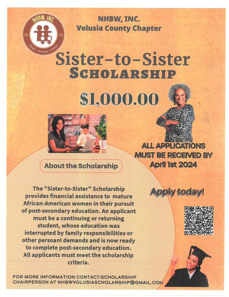 Sister to Sister Scholarship. All above text included. 