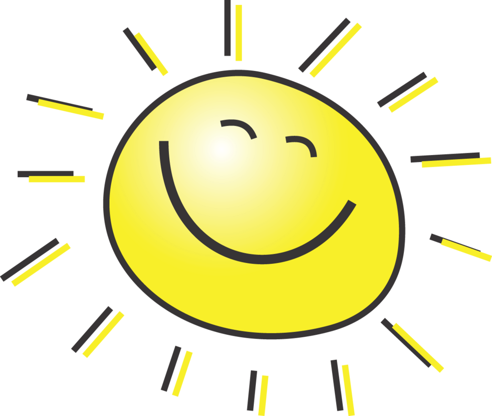 cartoon yellow sun with eyes and a smiling face